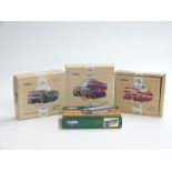 Four Corgi diecast model bus sets comprising East Lancashire Guy Aran and Leyland Tiger 97077,