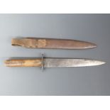 WWI Australian trench knife and sheath, blade length 20cm