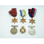 Royal Navy WWII medals comprising 1939/1945 Star, Burma Star, Atlantic Star, War Medal and Defence