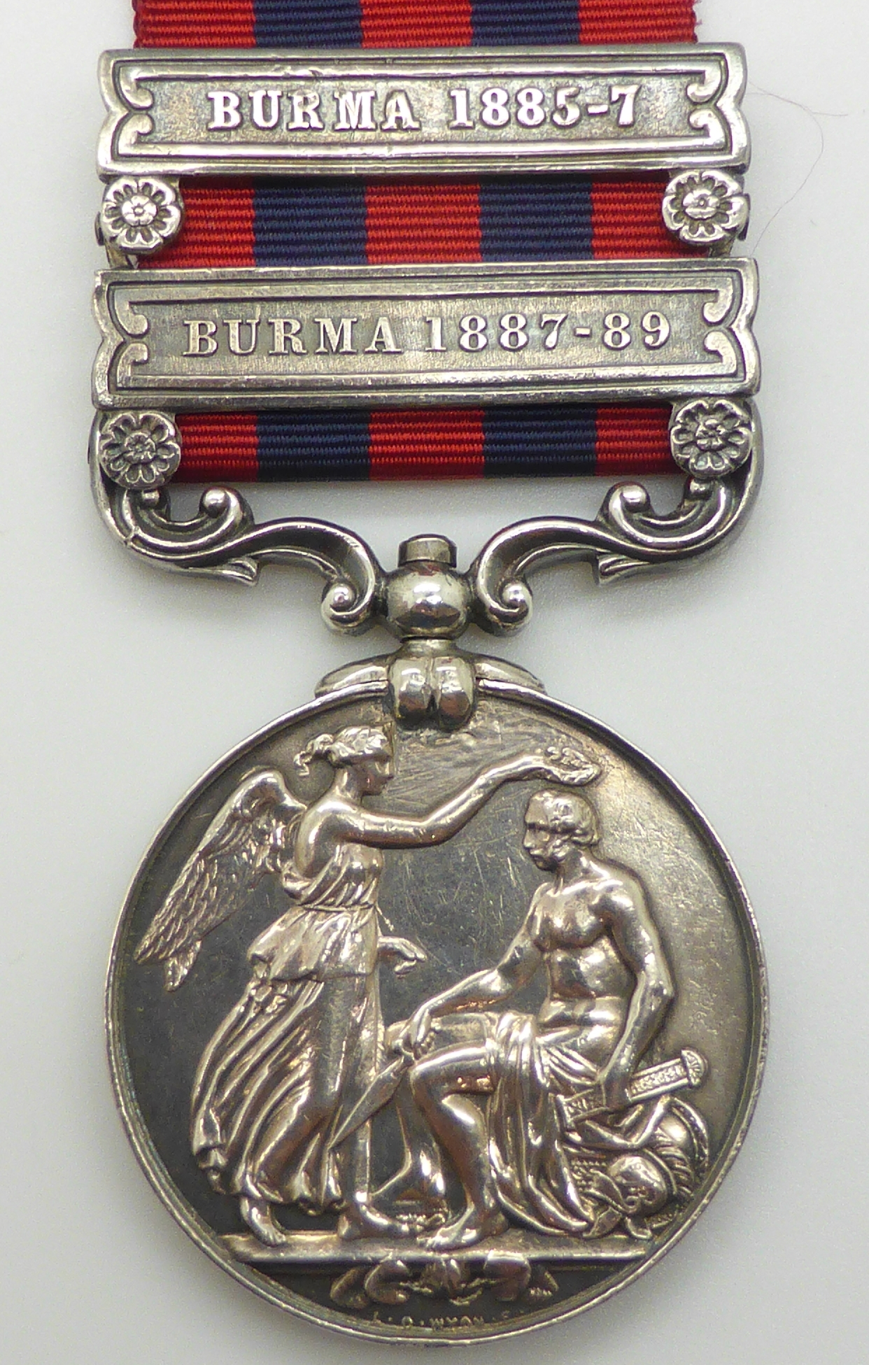 Victorian British Army Indian General Service Medals with two clasps, Burma 1885-7 and Burma 1887-89 - Image 2 of 6