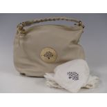 Mulberry Mitzy East West Hobo cream pebbled leather handbag with gilt fittings, braided handle,