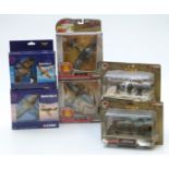 Eight Corgi diecast model military vehicles and dioramas comprising Skirmish CC60213, CC60011 and