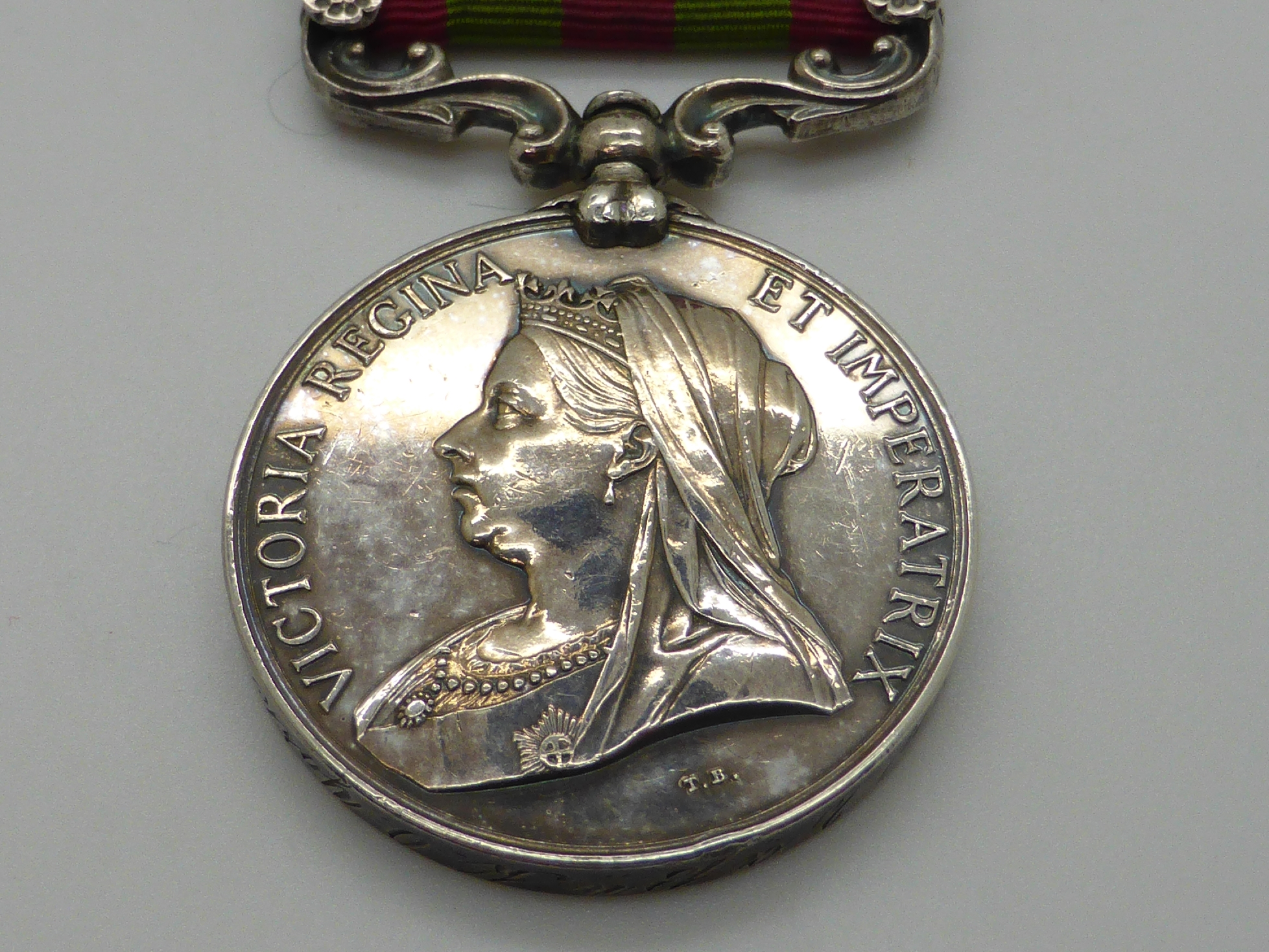 Victorian British Army Indian Medal with Punjab Frontier 1897-98 clasp named to 5361 Pvt. J. Dunn - Image 4 of 8