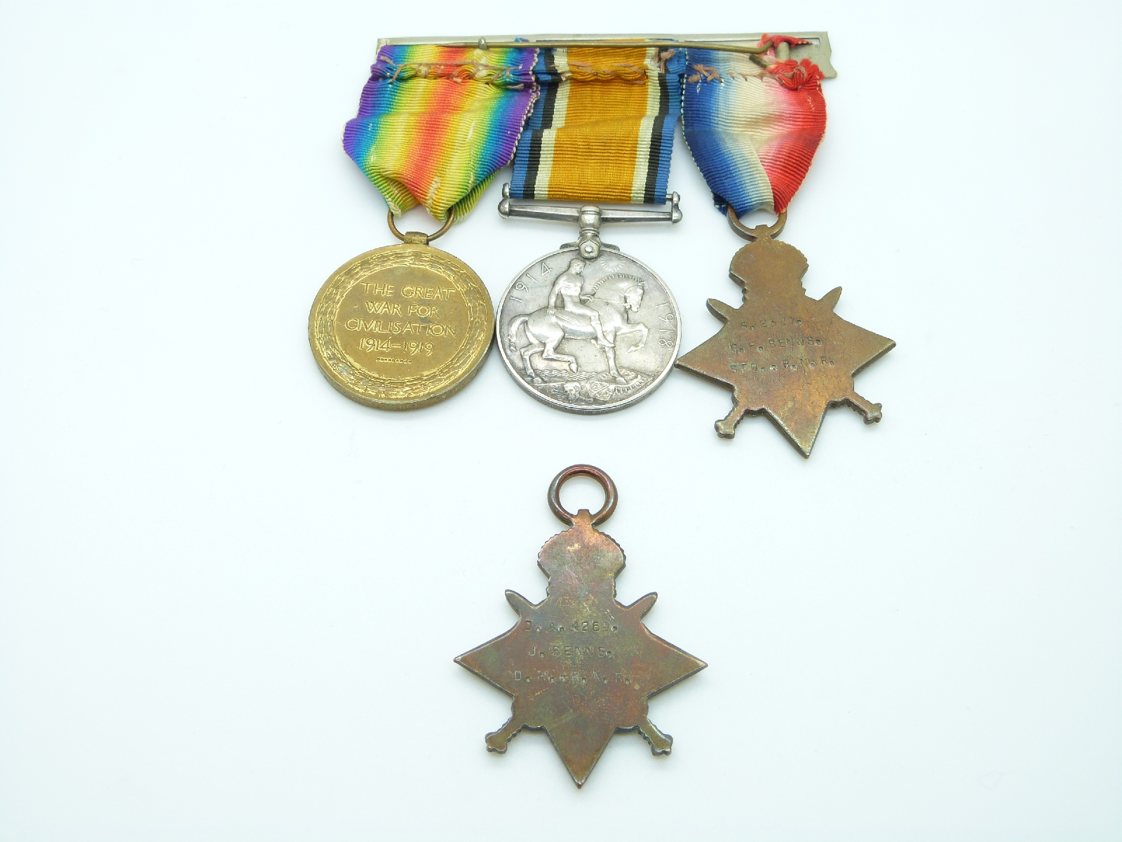 Royal Navy WWI medal trio comprising 1914/1915 Star, War Medal and Victory Medal named to 4269 D.A - Image 2 of 2