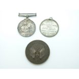 British Army WWI War Medal named to Captain A Adams together with King George V & Queen Mary