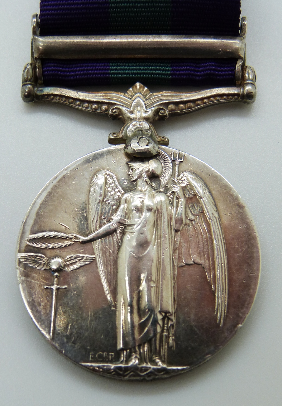 George V British Army General Service Medal with Iraq clasp named to 69220 Pte G Denton K.O.Y.L.I - Image 3 of 6