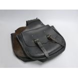 South American western style leather saddle bag with embossed decoration and impressed 'Shiloh’