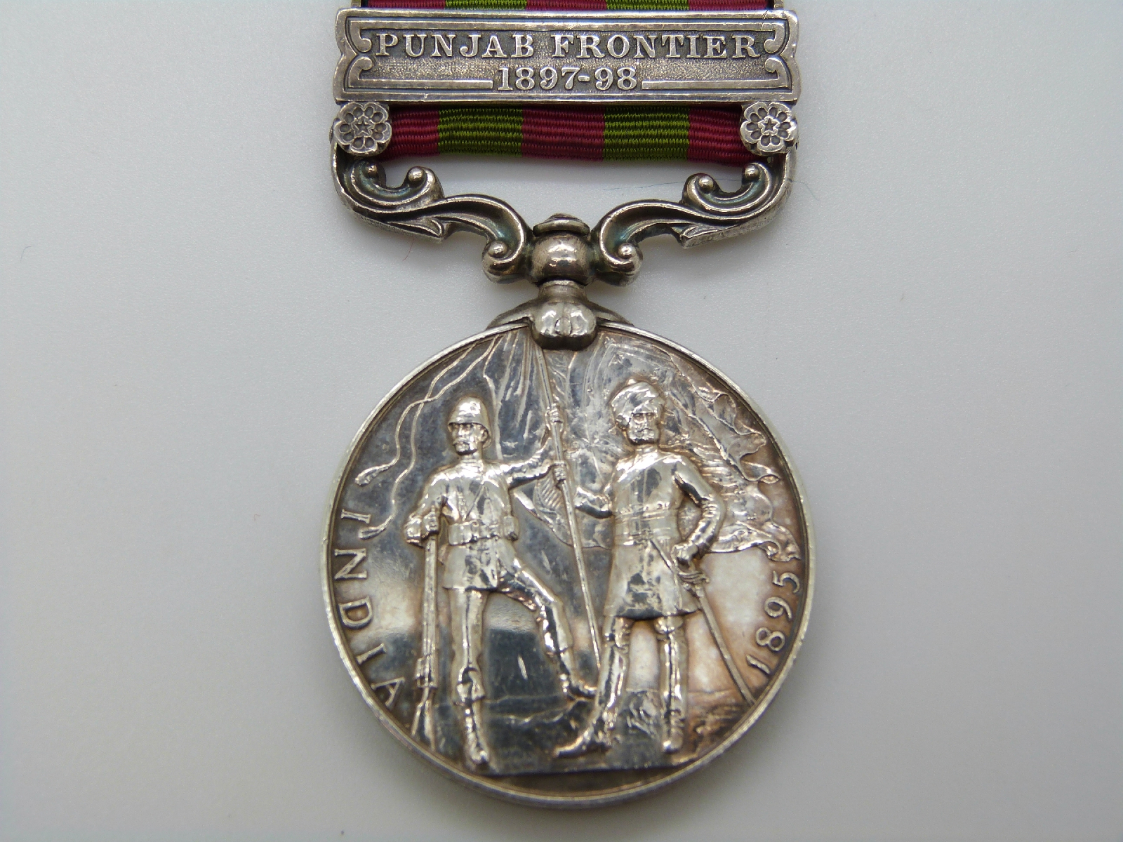 Victorian British Army Indian Medal with Punjab Frontier 1897-98 clasp named to 5361 Pvt. J. Dunn - Image 3 of 8