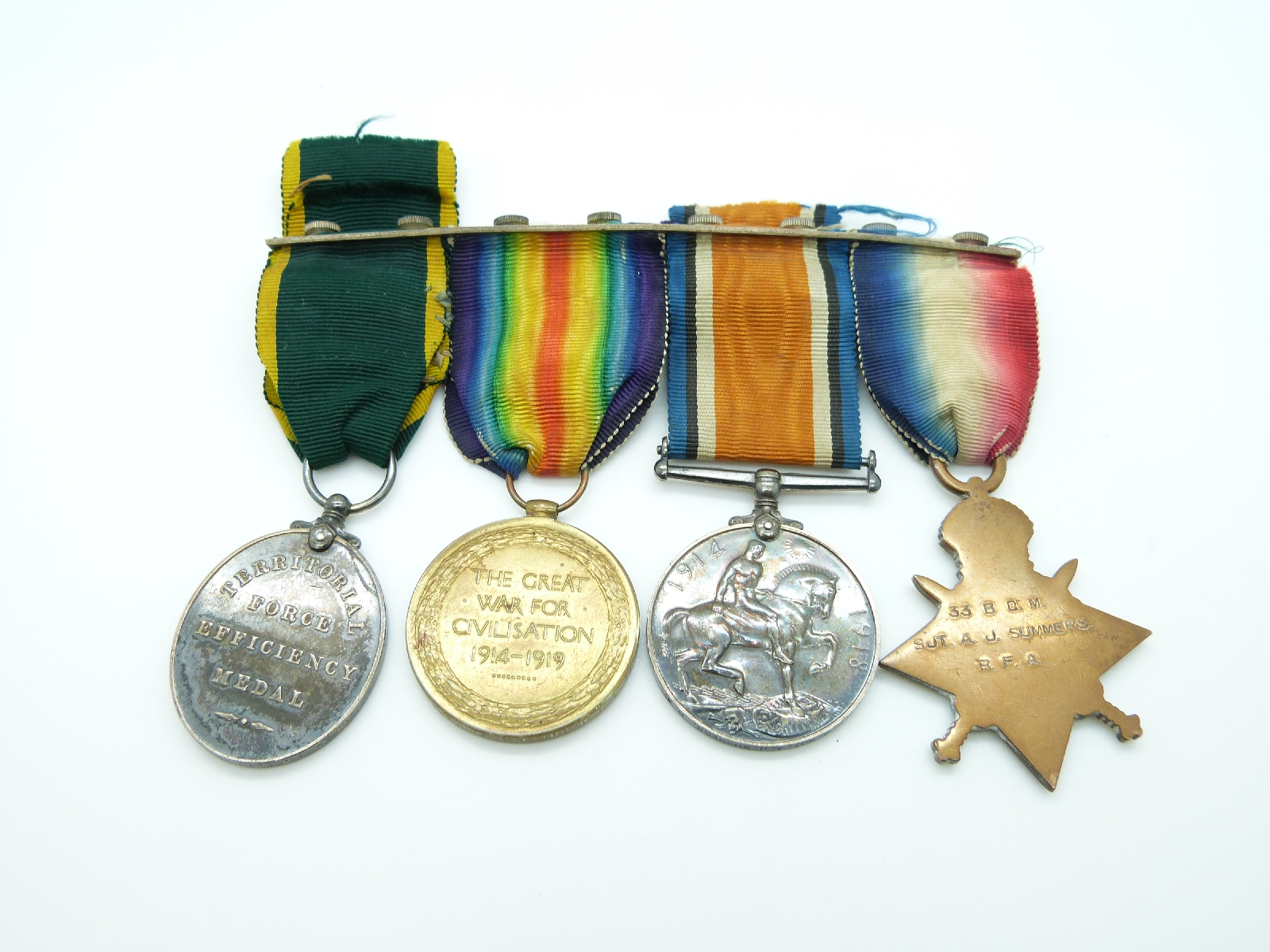 British Army WWI medals comprising 1914/1915 Star, War Medal, Victory Medal and Territorial Force - Image 2 of 2