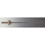 Small sword with shell guard & flutes pommel. Blade length 63cm.