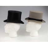 A vintage Scott & Co silk top hat and a further modern Moss Bros example