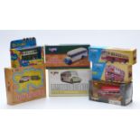 Seven Corgi diecast model buses and bus sets including The Beatles AEC Routemaster Liverpool