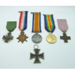 British Army WWI medals comprising 1914 Star, War Medal and Victory Medal named to SE 595 Pte. C.