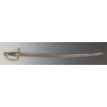 A Fortree Percanar NCO's sword, no scabbard, weathered blade, brass hand guard. Blade length 80cm.
