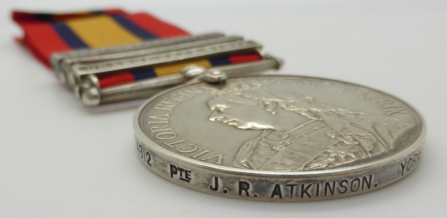 Victorian British Army Queen's South Africa Medal with three clasps South Africa 1902, South - Image 6 of 7