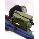 A collection of fishing equipment including Leeda, Silstar, box, accessories etc