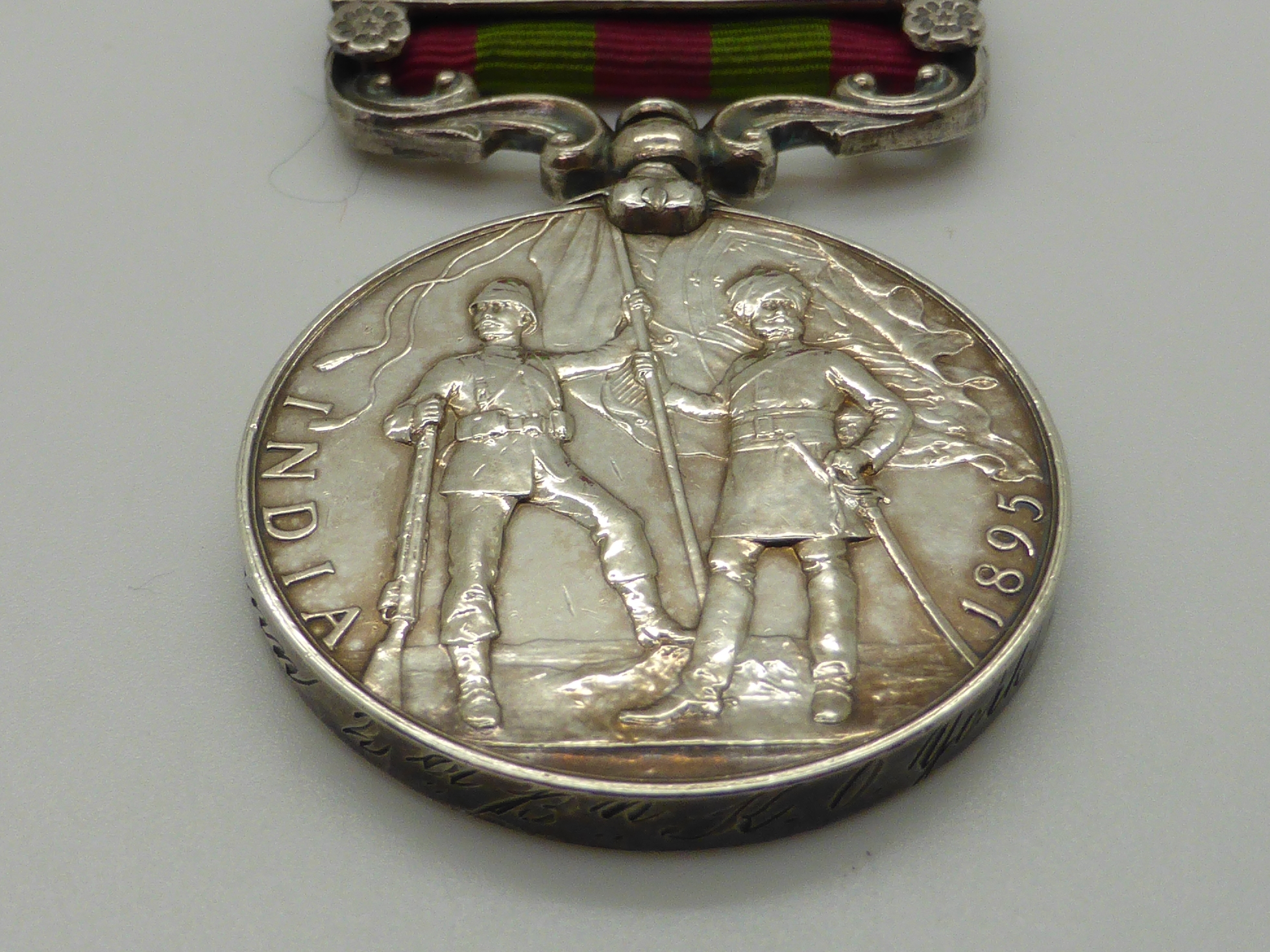Victorian British Army Indian Medal with Punjab Frontier 1897-98 clasp named to 5361 Pvt. J. Dunn - Image 5 of 8