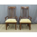 Pair of upholstered Art and Crafts / Art Nouveau armchairs