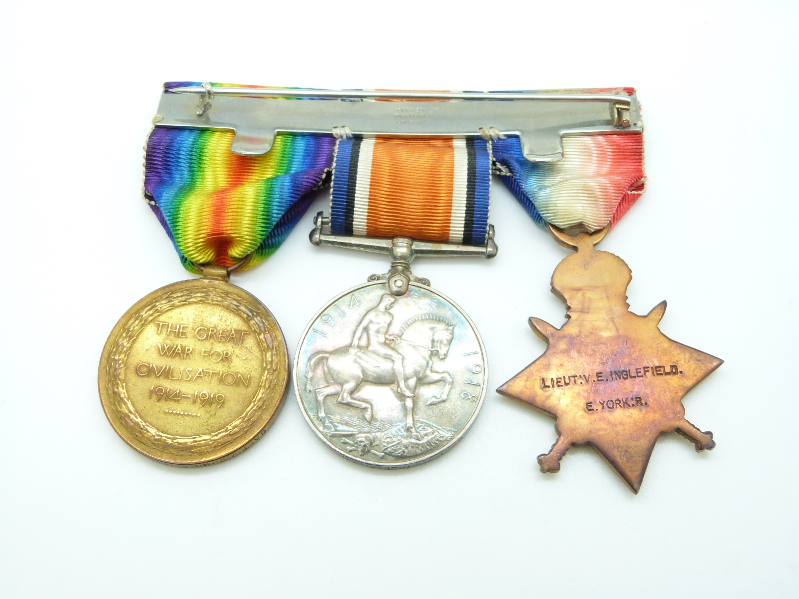 British Army WWI and WWII medal trios awarded to Lieutenant V E Inglefield East Yorkshire - Image 3 of 9