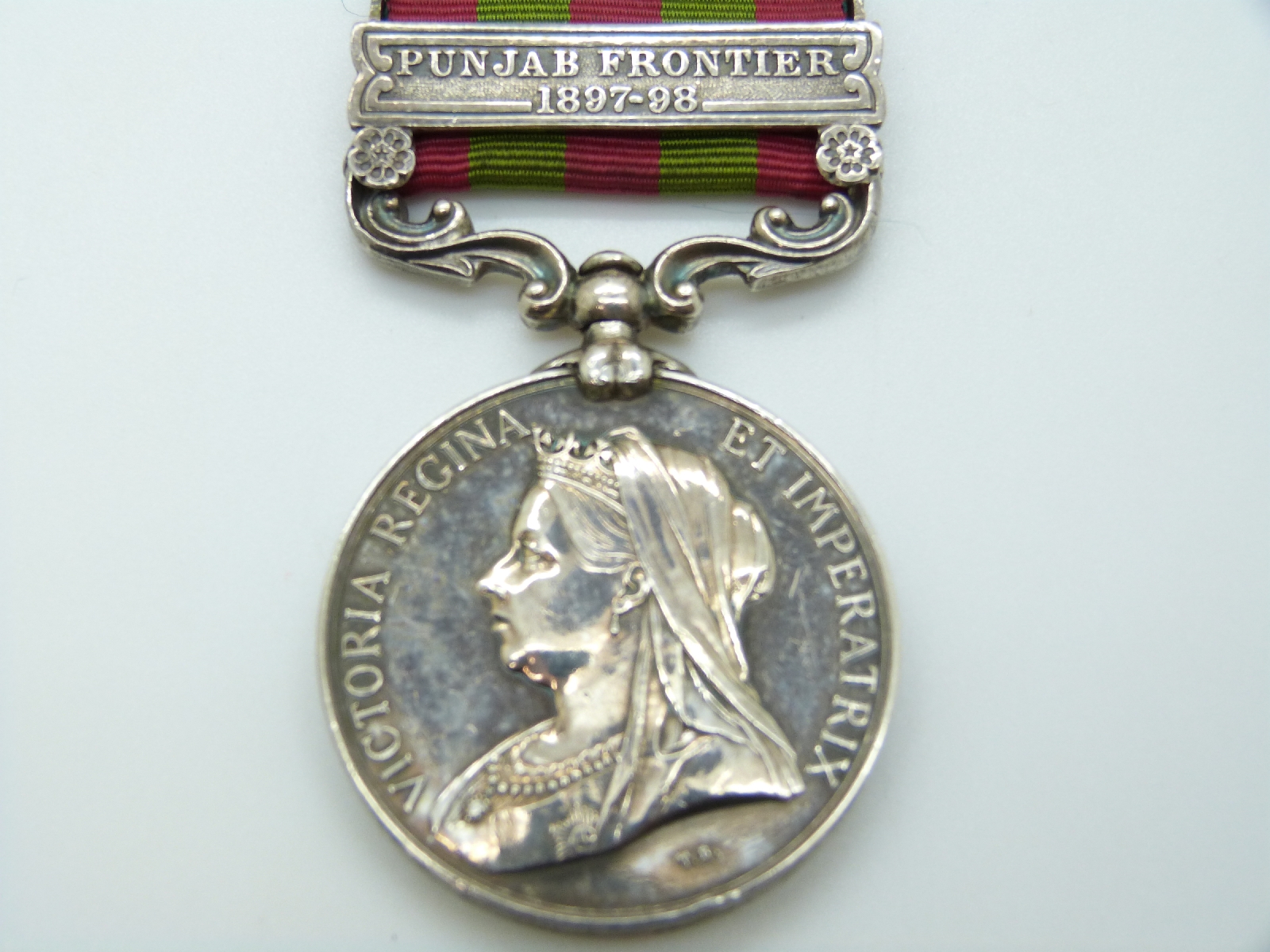 Victorian British Army Indian Medal with Punjab Frontier 1897-98 clasp named to 5361 Pvt. J. Dunn - Image 2 of 8