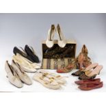 Collection of Victorian and other footwear and stockings