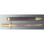 French 1831 pattern 'Gladius Briquet' short sword number 799 stamped to guard, with leather