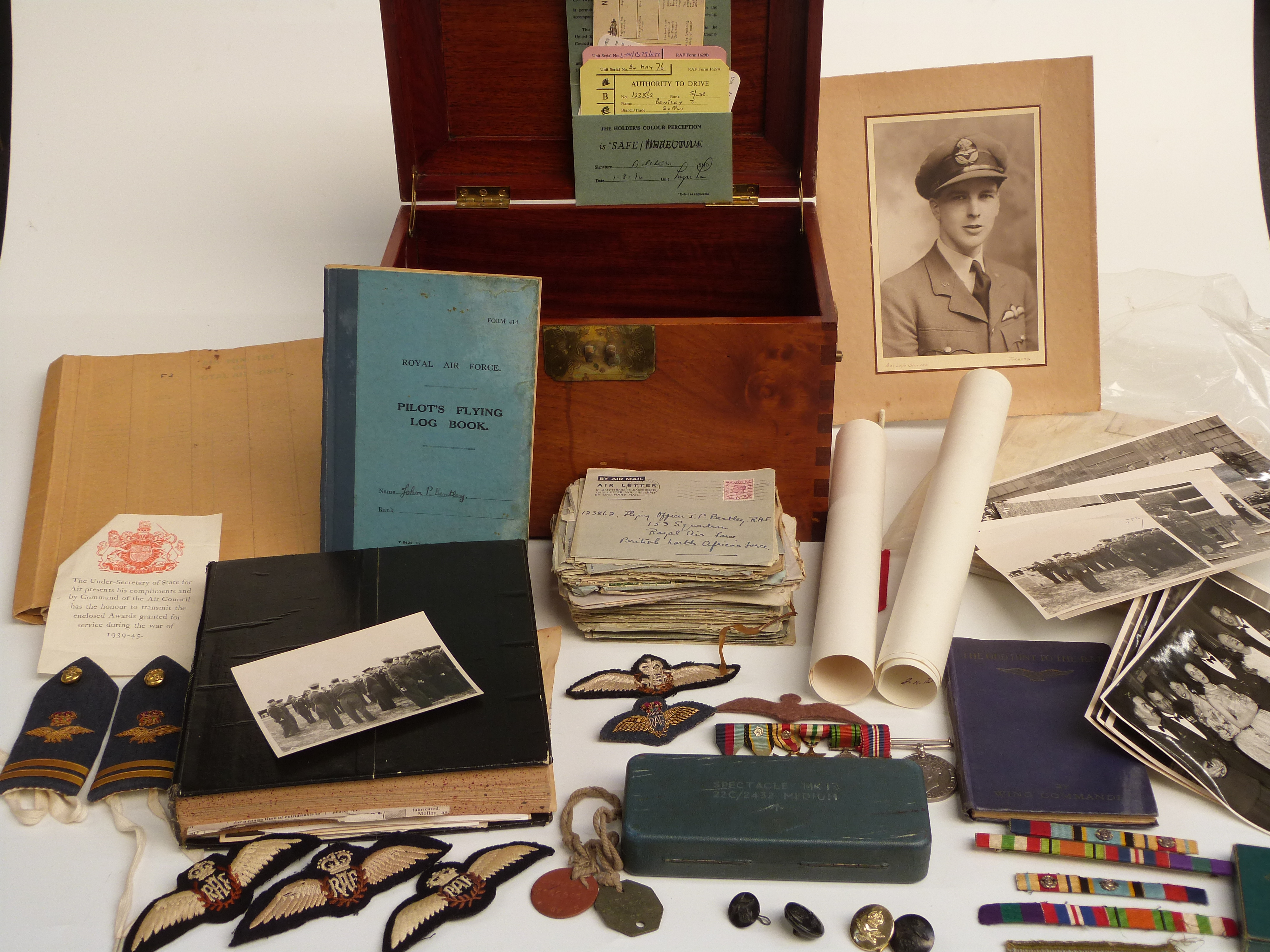 RAF WWII medal group with documentation, flight log book and ephemera, the medal group comprising - Image 2 of 25