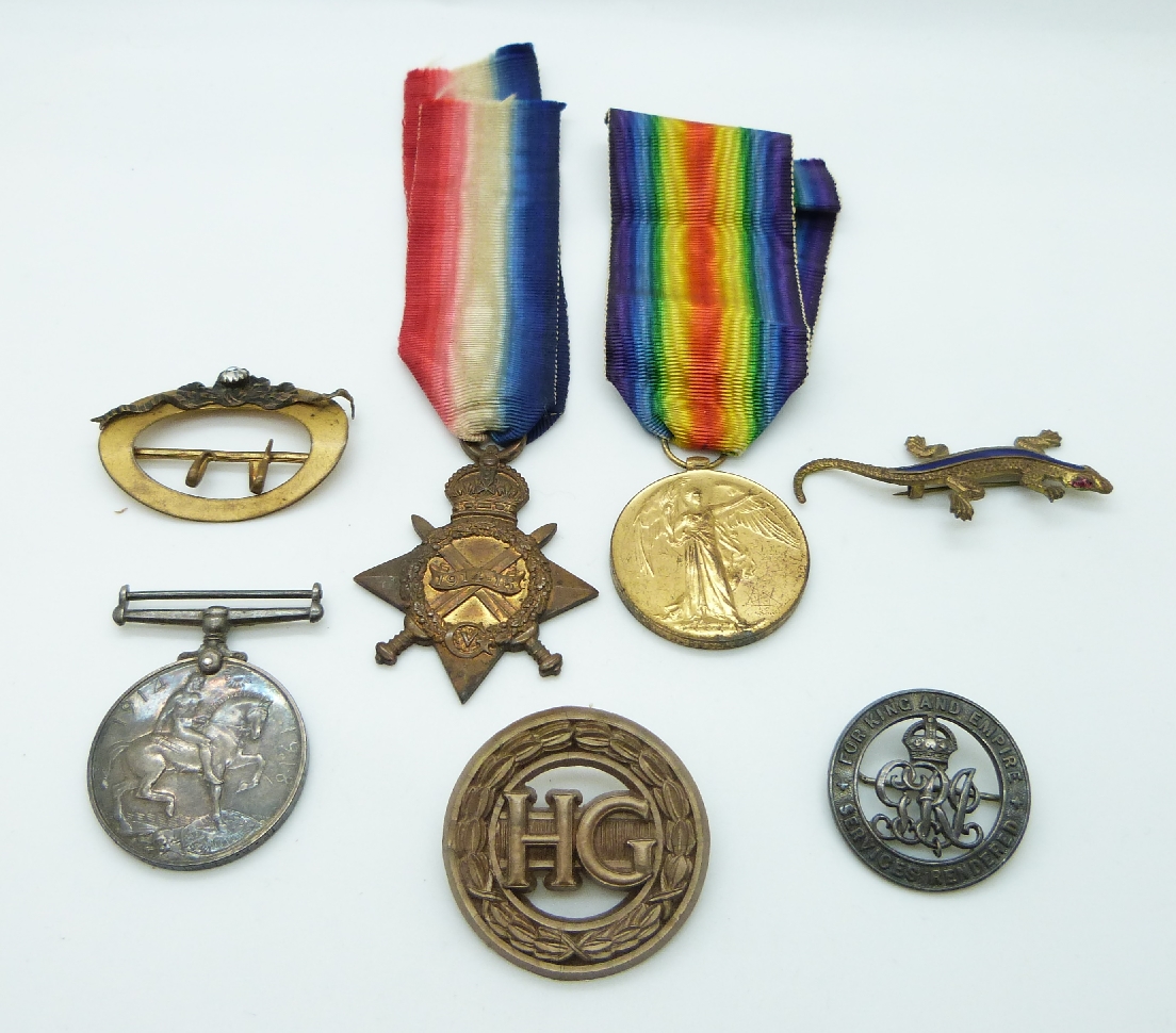 British Army WWI medal group comprising 1914/1915 Star, War Medal and Victory Medal named to 4483