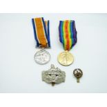 British Army WWI medal pair comprising War Medal and Victory Medal awarded to 40017 Pte. J.R Turk,