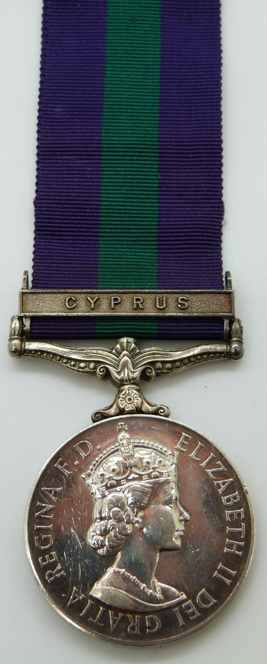 Elizabeth II British Army General Service Medal with Cyprus clasp named to 23114930 Pte E Lockwood