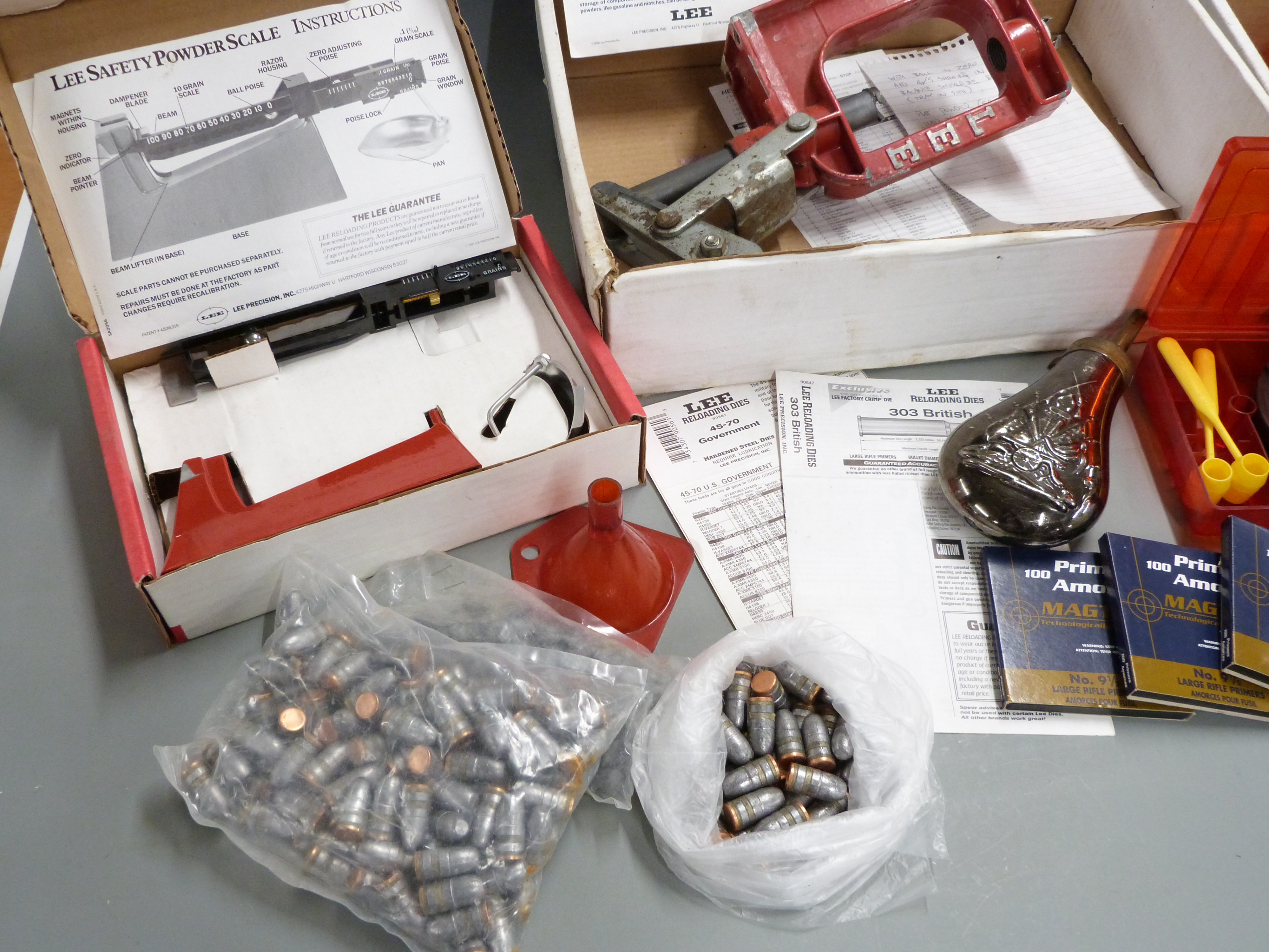 A collection of Lee .303 and .45-70 reloading equipment including Challenger Press Kit, Safety - Image 3 of 3