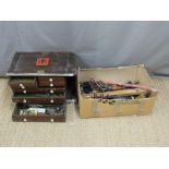 A quantity of vintage engineering tools including a toolmaker's chest and contents