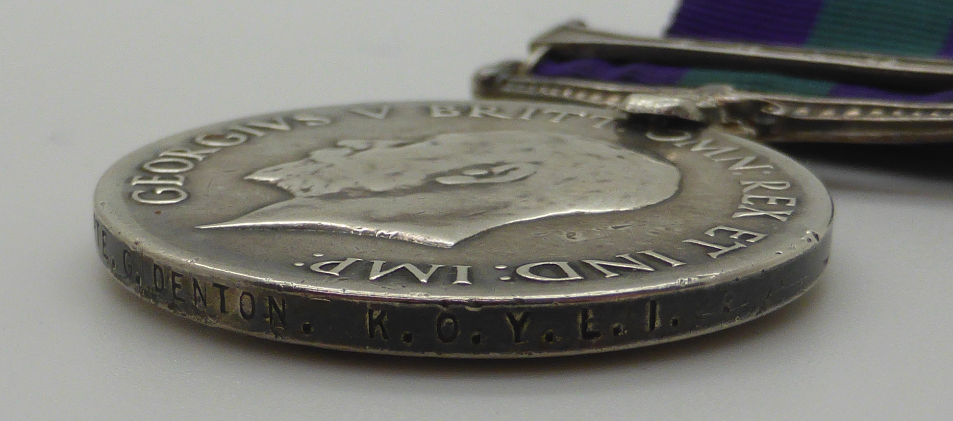 George V British Army General Service Medal with Iraq clasp named to 69220 Pte G Denton K.O.Y.L.I - Image 5 of 6