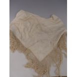 A 19thC fringed silk shawl