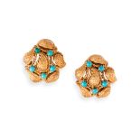 Pair of Italian turquoise and gold earrings