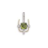 Diamond, peridot and gold pendant