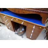 A mahogany pedestal desk, 107cm wide.