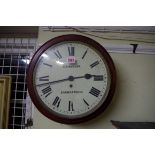 A Victorian mahogany fusee circular wall clock, the 11½in painted dial inscribed 'S H Webber,
