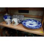 A Wedgwood blue Jasperware and electroplate biscuit barrel;