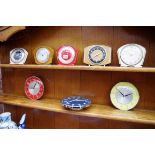 Five vintage Metamec mantel clocks; together with three similar wall clocks.