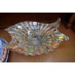 A large Murano coloured glass dish, 48cm wide.