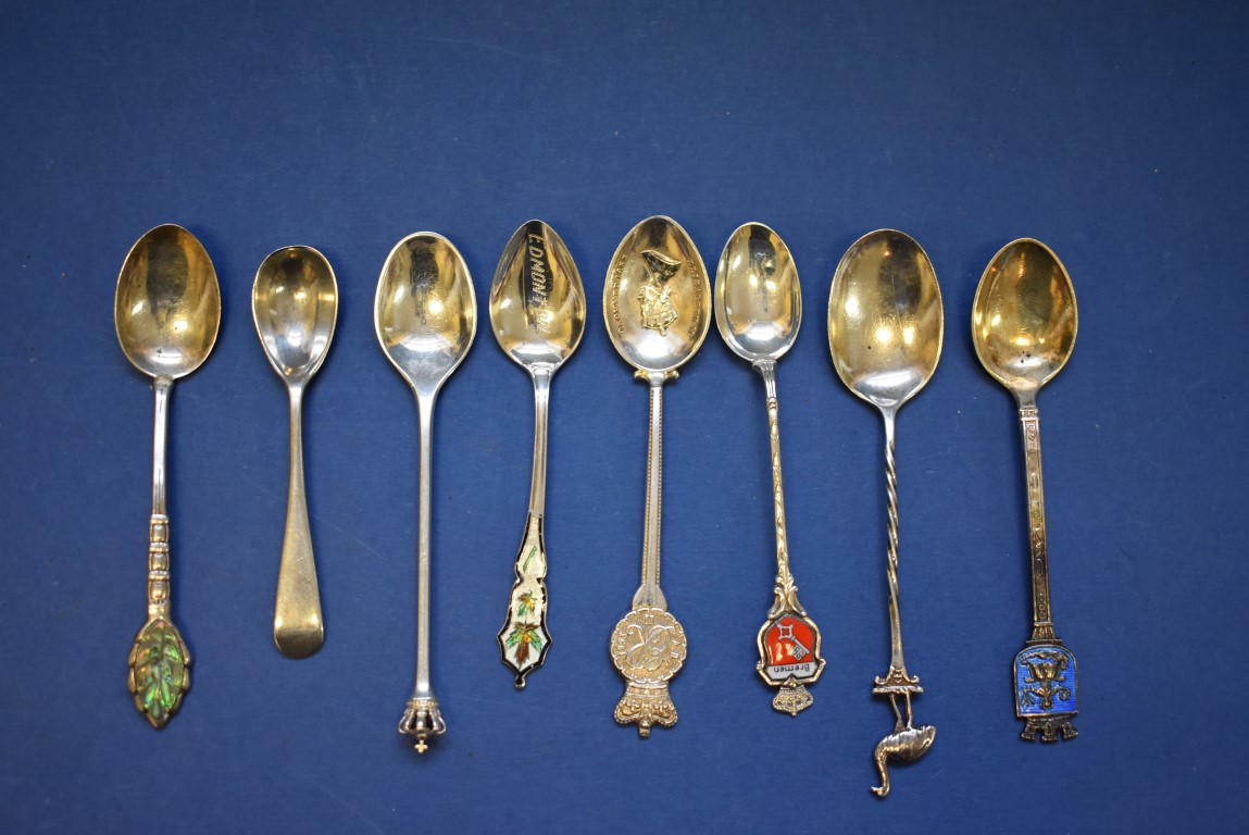 A quantity of silver cutlery, to include commemorative silver and enamel spoons, - Image 2 of 2