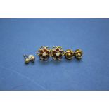 Three pairs of 9ct gold ear studs; together with a small collection of various earrings.