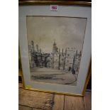 Three old engravings, to include; Long Chambers, Weston's Yard Eton,