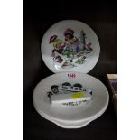 Two vintage Beatles plates; together with a Beatles penknife; a Jack & Jill plate;