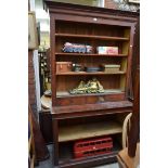 An antique French mahogany bookcase, 118cm wide.