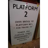 A vintage enamel railway platform sign, 77 x 46.5cm.