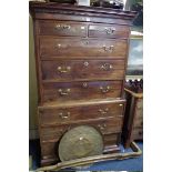 A George III mahogany chest on chest, 108.5cm wide.