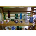 A collection of English and Continental coloured glass, to include a Liskeard example.