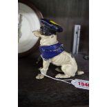 A cold painted spelter dog inkwell, 12cm high.